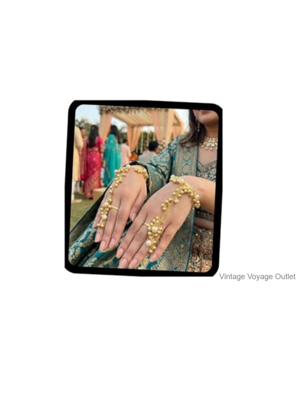 Indian Haathphool Ring Bracelet Adjustable Link Chain Cuff Hand Jewelry